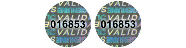 Hologram Labels, Serial Numbers