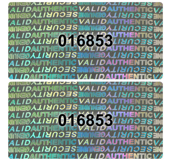 Hologram Labels, Serial Numbers