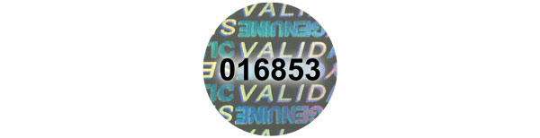 Hologram Labels, Serial Numbers