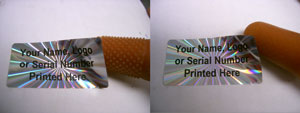 Holograms applied with rubber fingers
