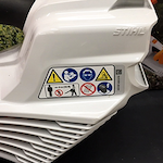 Safety and warning labels applied to tool